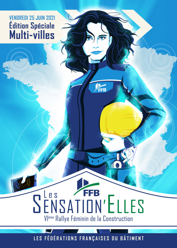 2021 Affiche 6ème édition des Sensation'Elles-du-BTP Multivilles (Chartes-Dinard-Marcq-en-Baroeul-Périgueux)