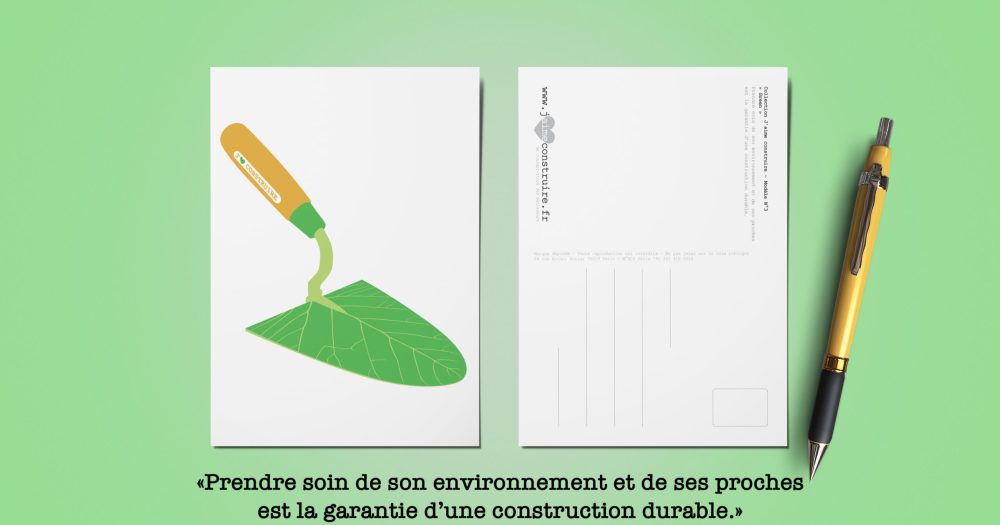 Carte postal custom avec une truelle en feuille